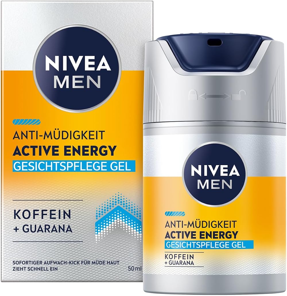 NIVEA MEN Active Energy Face Gel 50ml Moisturiser Men Revitalising Anti-Fatigue