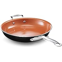 Gotham Steel 12.5 Inch Ceramic Nonstick Cooking Skillet Large Frying Non Sticking Pan – Dishwasher Safe, 12.5", Brownish