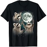 Raccoon | 3 Racoons Howling at Moon Funny Weird Cursed T-Shirt