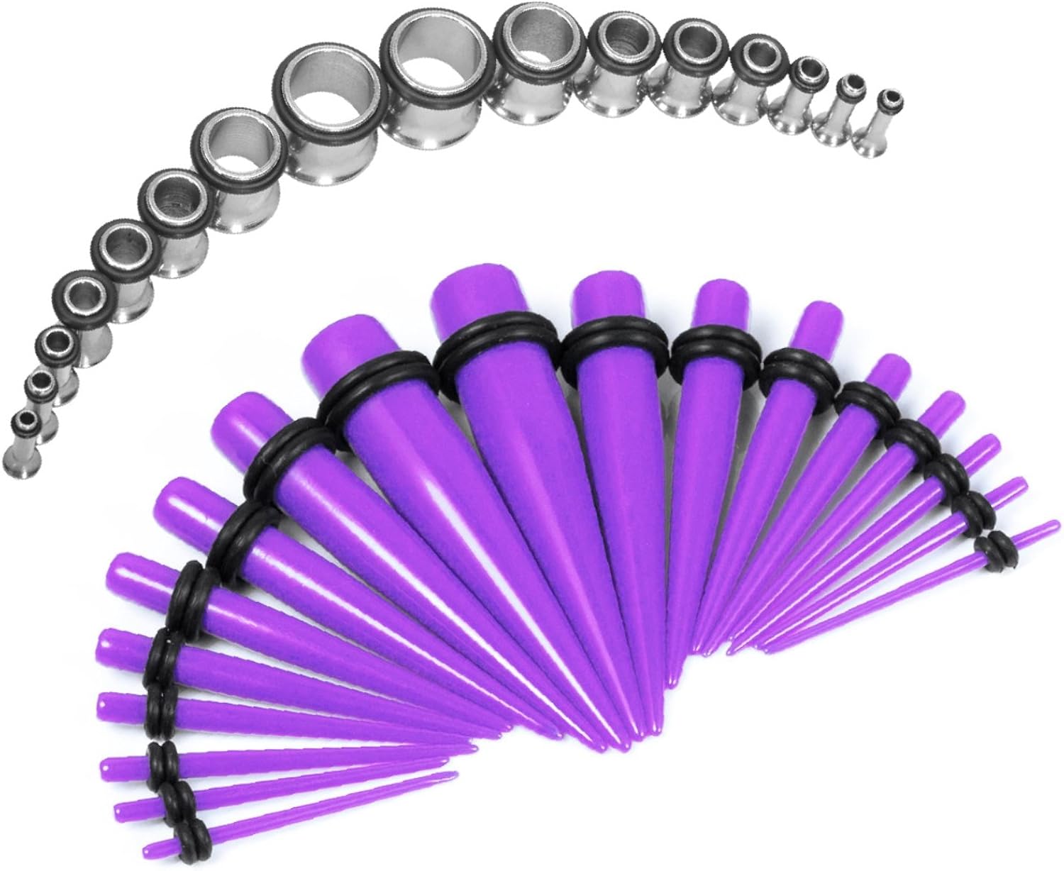 BodyJ4You Taper Kit 14G00G Acrylic Purple Indigo Tapers
