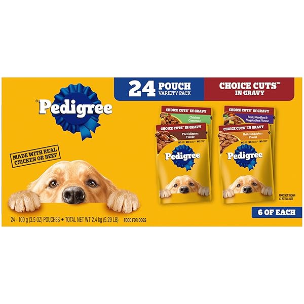 PEDIGREE CHOICE CUTS IN GRAVY ADULT SOFT WET DOG FOOD 24-COUNT VARIETY PACK, 3.5 OZ. POUCHES