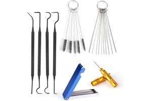 lasuroa Carburetor Cleaning Kit, Carburettor Includes 23 Carb Needles 5 Nylon Brushes 1 Scraper and 4 Cleaner Hooks for Motorcycle ATV Chainsaw & Welder Maintenance