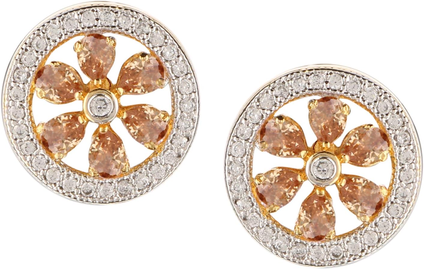 Swasti Jewels Gold Plated CZ Classic Stud Earrings for Girls and Women