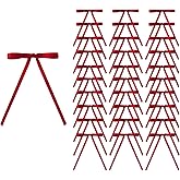 Meseey 30 Pcs Burgundy Satin Bows with Twist Tie 5 x 7 Inch Pretied Premade Wine Red Ribbon Bows for Tree Wreath Garland Home Decor Indoor Outdoor Decorations