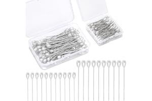 Kogyxe 200 Pcs Corsage Pins, 2 Styles Boutonniere Pins, White Straight Head for DIY Decoration, Wedding, Jewelry Flower Decoration