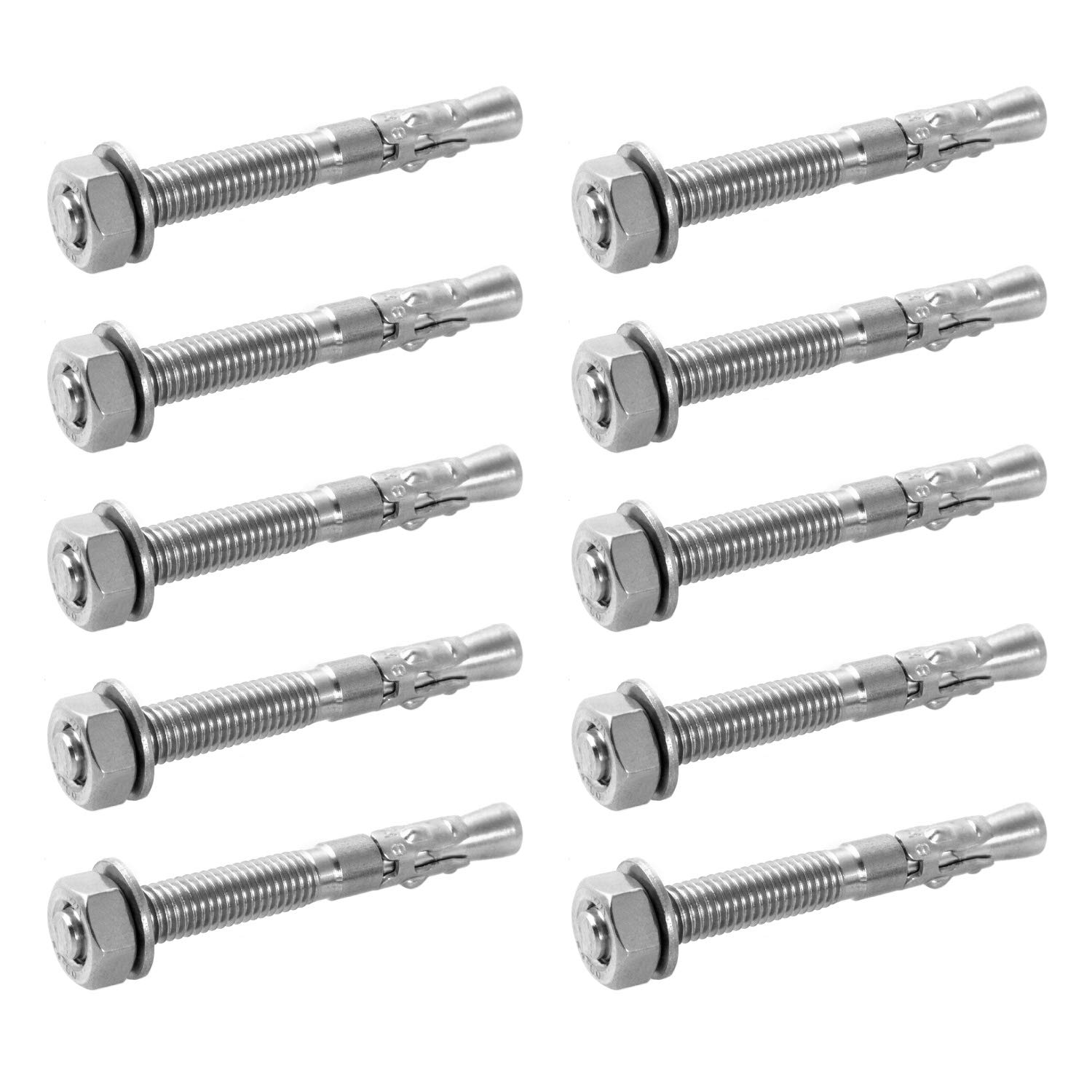 QWORK® Bolts Anchor for Office , Garage , Marine , 316 Stainless Steel , 5/16" X 2-3/4" , 10 Pack