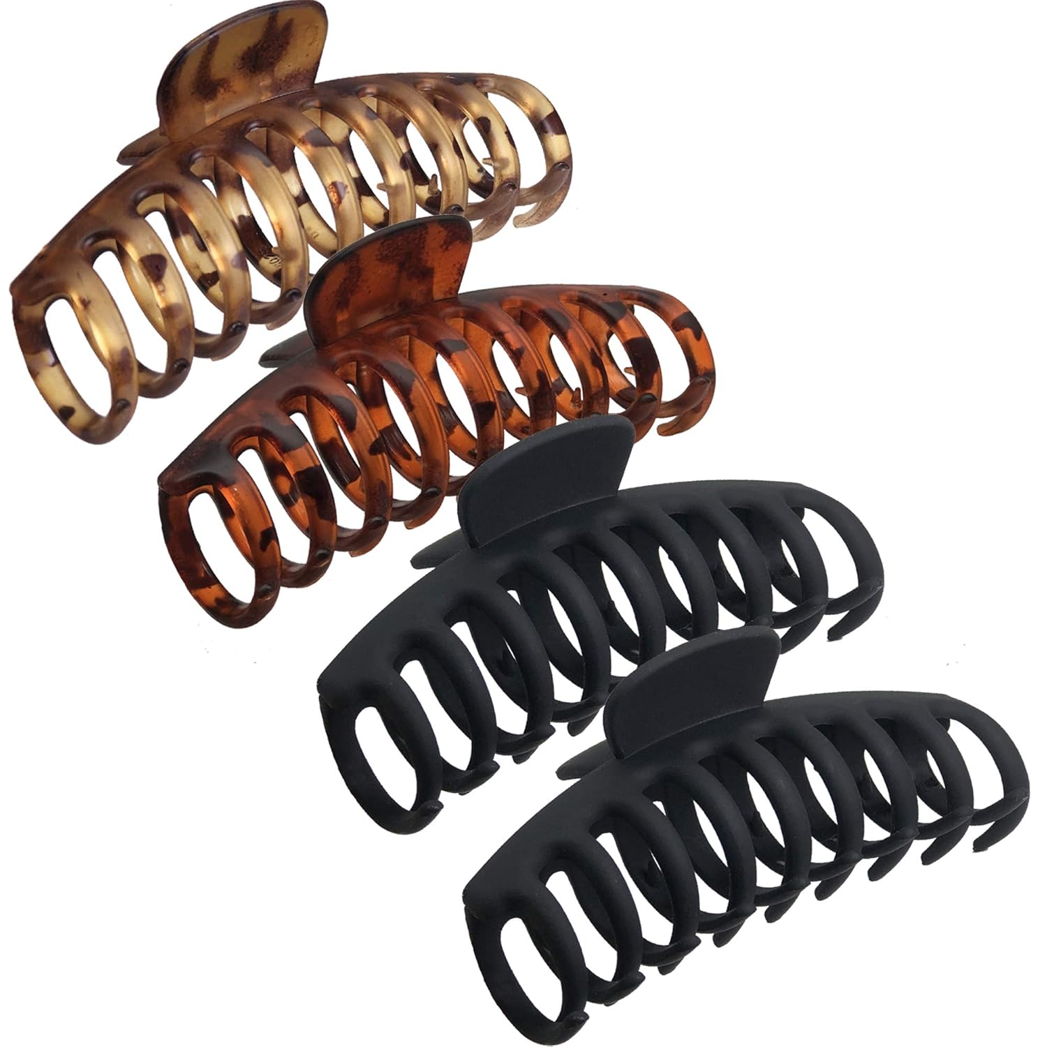 OWIIZI Large Hair Claw Clips for Women 4.3" Matte Leopard Jumbo Hair Clips Non-Slip Ponytail Barrette Strong Hold Claw Clips for Girls Long Thick Hair (4Packs) : Beauty