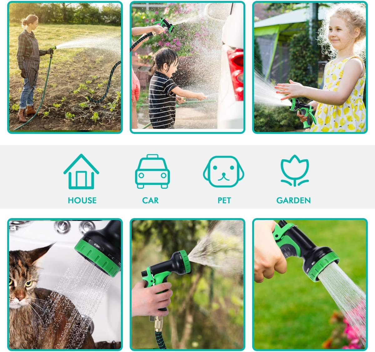 Expandable Garden Hose, 100ft Leakproof Garden Hose with 10 Functions Nozzle, Flexible Water Hose with Durable 3-Layers Latex Core, 3/4" Solid Brass Fittings, Premium 3750D Fabric: Home Improvement