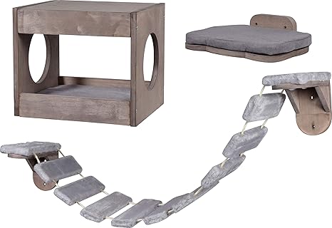 Design-Katzenmöbel mit Katzenhöhle und Spielball, Kratzbaum und Katzenbett