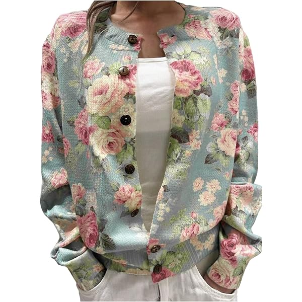 SOLY HUX Women's Floral Print Button Down Cardigan Sweater