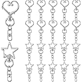 MBAIYO 20Pcs Star and Heart Keychain Clasp Set, Silver Swivel Lobster Clasp with Open Jump Rings and Spring Clasps Swivel Buckle Clip Snap Hook Keychains for Handmade Keychain DIY Craft