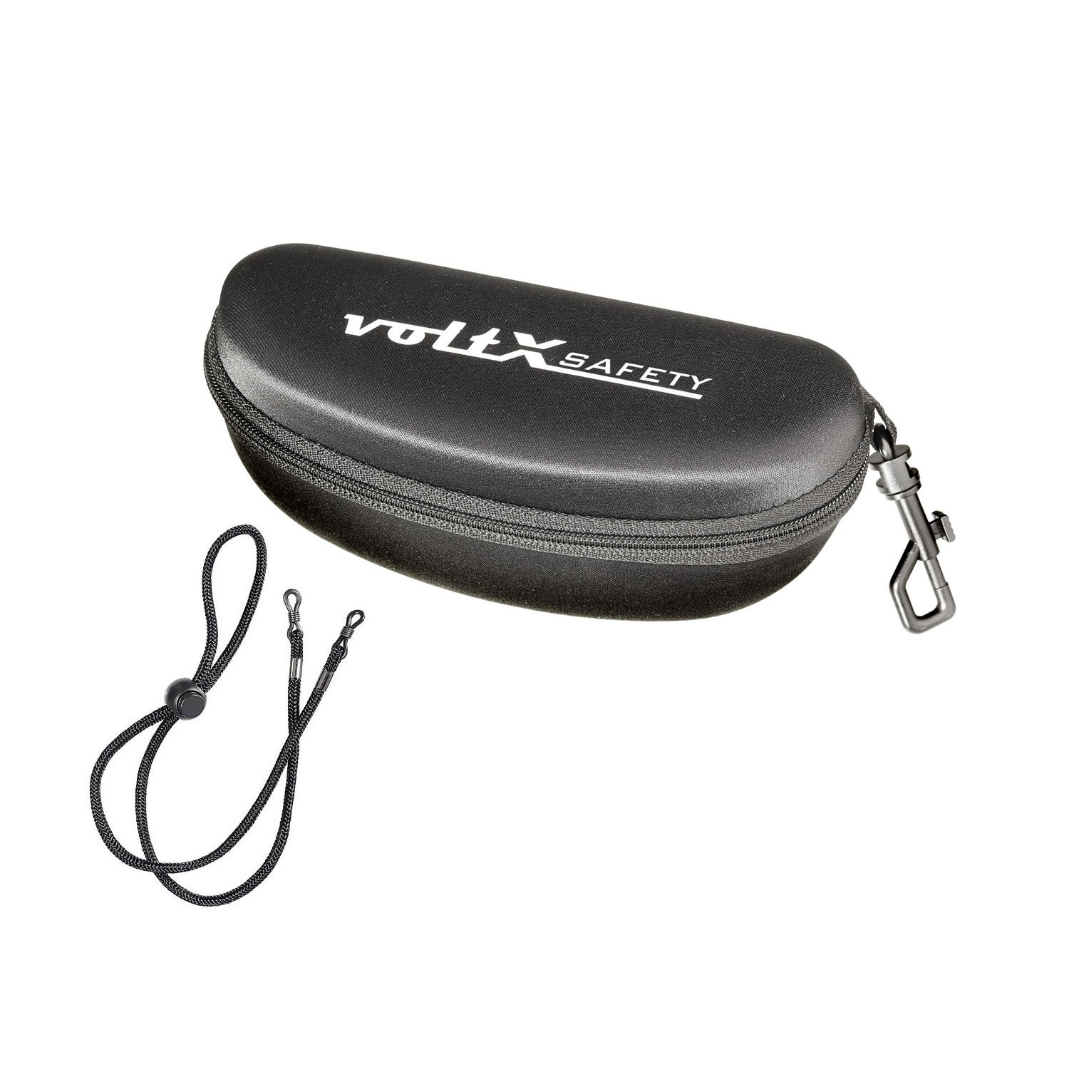 voltX Hardwearing Clamshell Safety Glasses Case and Safety Cord - With Belt Hook/Clip - Flock-Lined
