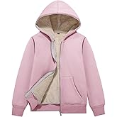Flygo Unisex Boys Girls Fleece Jacket Hoodie Sherpa Lined Zip Up Hooded Sweatshirt Kids Winter Jackets