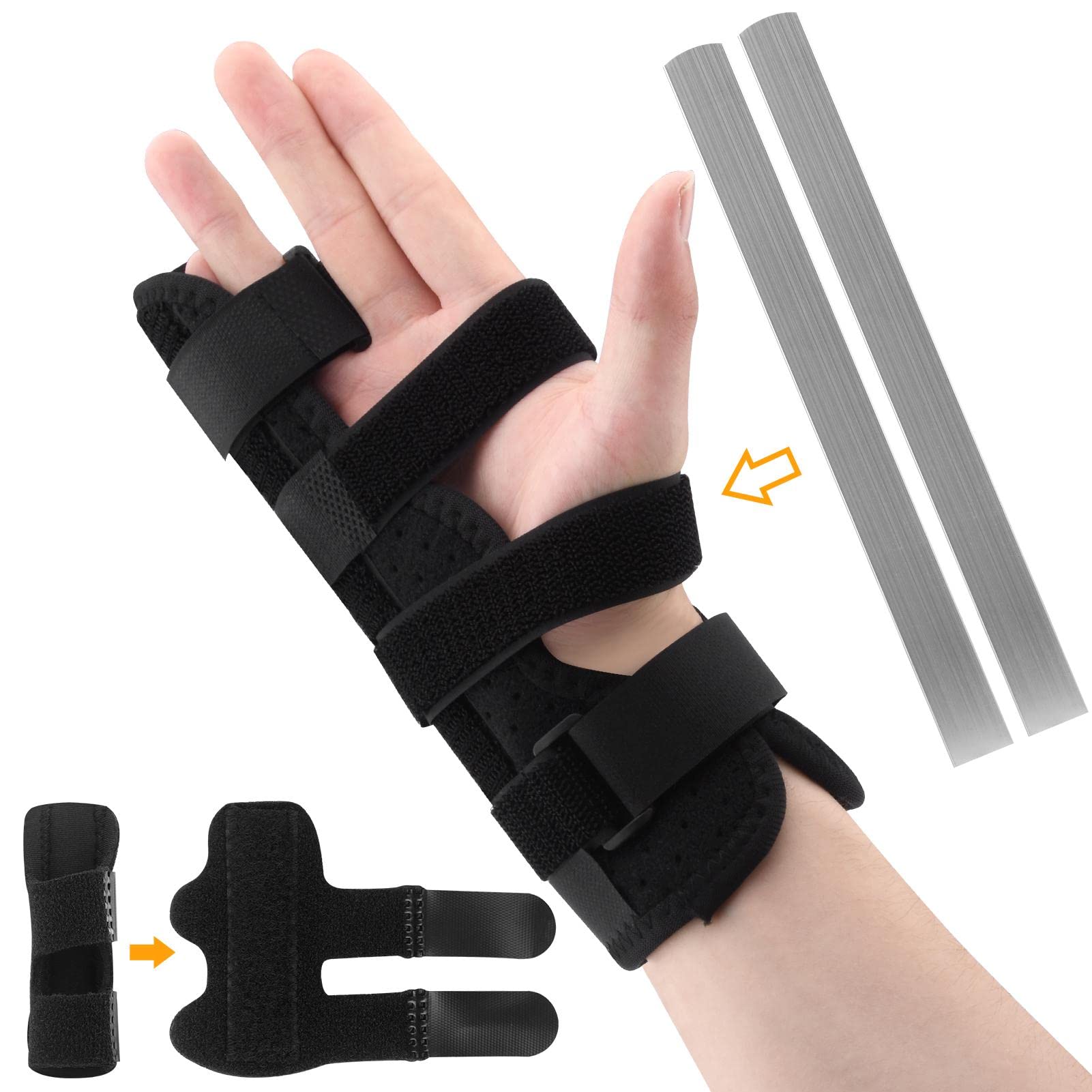 Ssiyiya Finger Splint Brace Trigger Finger Adjustable Brace for Ring & Pinky Finger, 2 Finger Brace Pinky Finger Splints for Finger Pain Relief, Knuckle Protector Broken Finger Immobilizer