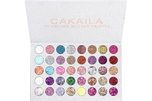 evpct CAKAILA Glitter Colorful Sparkly Eyeshadow Palette For Eye Makeup White Silver Glue Gel Face Paint , 40 Colors