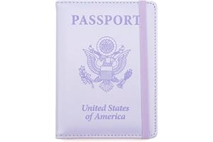 FUNACTU Passport Holder for Travel, Leather Passport Holder RFID Blocking Passport Cover Wallet Passport Case with Pen Holder Passport Holders for Travel Women Men Family Travels Must Haves Essentials,Purple
