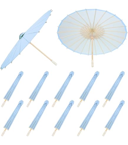 2-Pack White Paper Umbrellas - 15.75" Decorative Parasols For Parties & DIY Projects