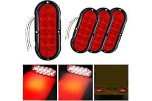 CZJCGD 6 Inch Oval Red LED Trailer Tail Brake Lights Kit 4PCS, 10 LED Stop Turn Tail Lights, IP67 Waterproof Surface Mount for RV Truck Boat, DOT Certified