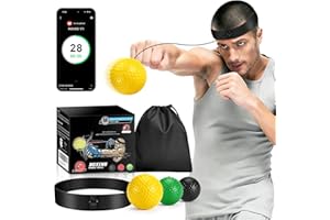 JUOIFIP Boxing Reflex Ball Set | Punch Counter APP Included,3 Balls with Different Weights, Adjustable Headband | Hand Eye Reaction Trainer | Boxing Gym Equipment | Fun Fitness for All Ages