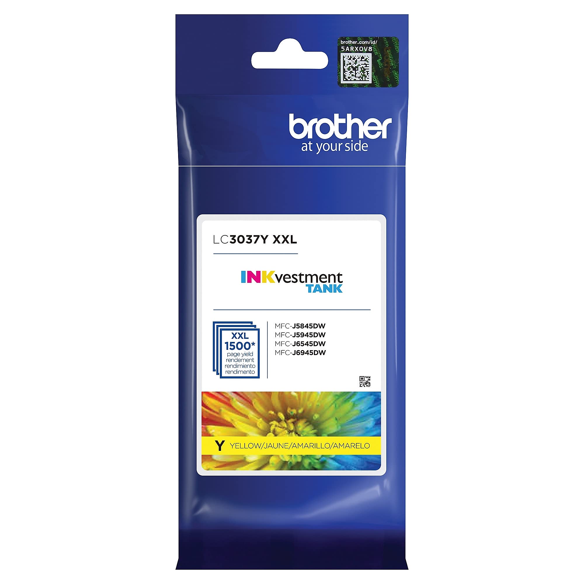 Brother Genuine LC3037Y, Single Pack Super High-Yield Yellow INKvestment Tank Ink Cartridge, Page Yield Up to 1,500 Pages, LC3037