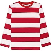 COSLAND Boys and Toddlers' Long Sleeve Striped T-Shirt, Cotton, Kids' Crew Neck Tee, 2T-Large