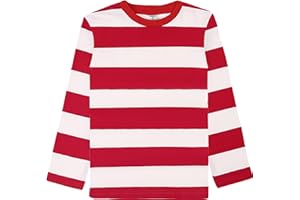 COSLAND Boys and Toddlers' Long Sleeve Striped T-Shirt, Cotton, Kids' Crew Neck Tee, 2T-Large