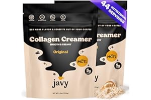 JAVY COFFEE Javy Collagen Coffee Creamer Powder, Grass Fed Pasture Raised Collagen - Hair, Skin & Nail support with Energy-Boosting MCTs, Keto Friendly, Lactose Free & Gluten Free, 44 Servings