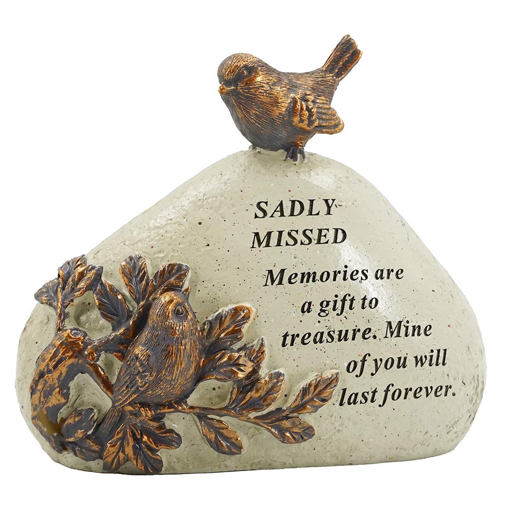 Sadly Missed Robin Bird Memorial Graveside Stone Plaque Ornament