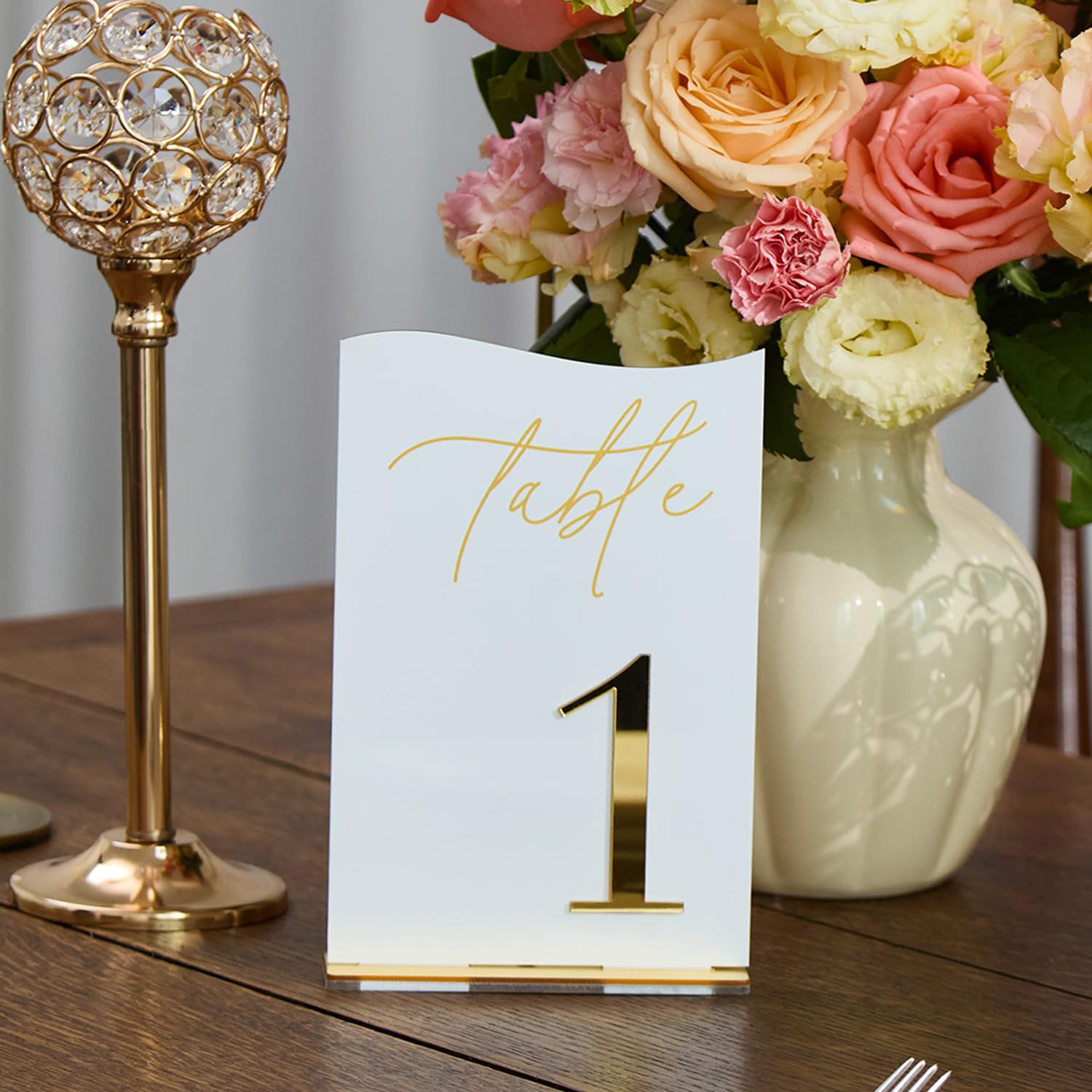 Photo 1 of *PARTIAL SET - See Clerk Notes*
Gold Mirrored Acrylic Wedding Table Numbers 1-20 Set, Self-Standing Modern Arched Signs for Reception Seating, Anniversary & Bridal Shower, Elegant Wedding Decor (5x7 Inches)