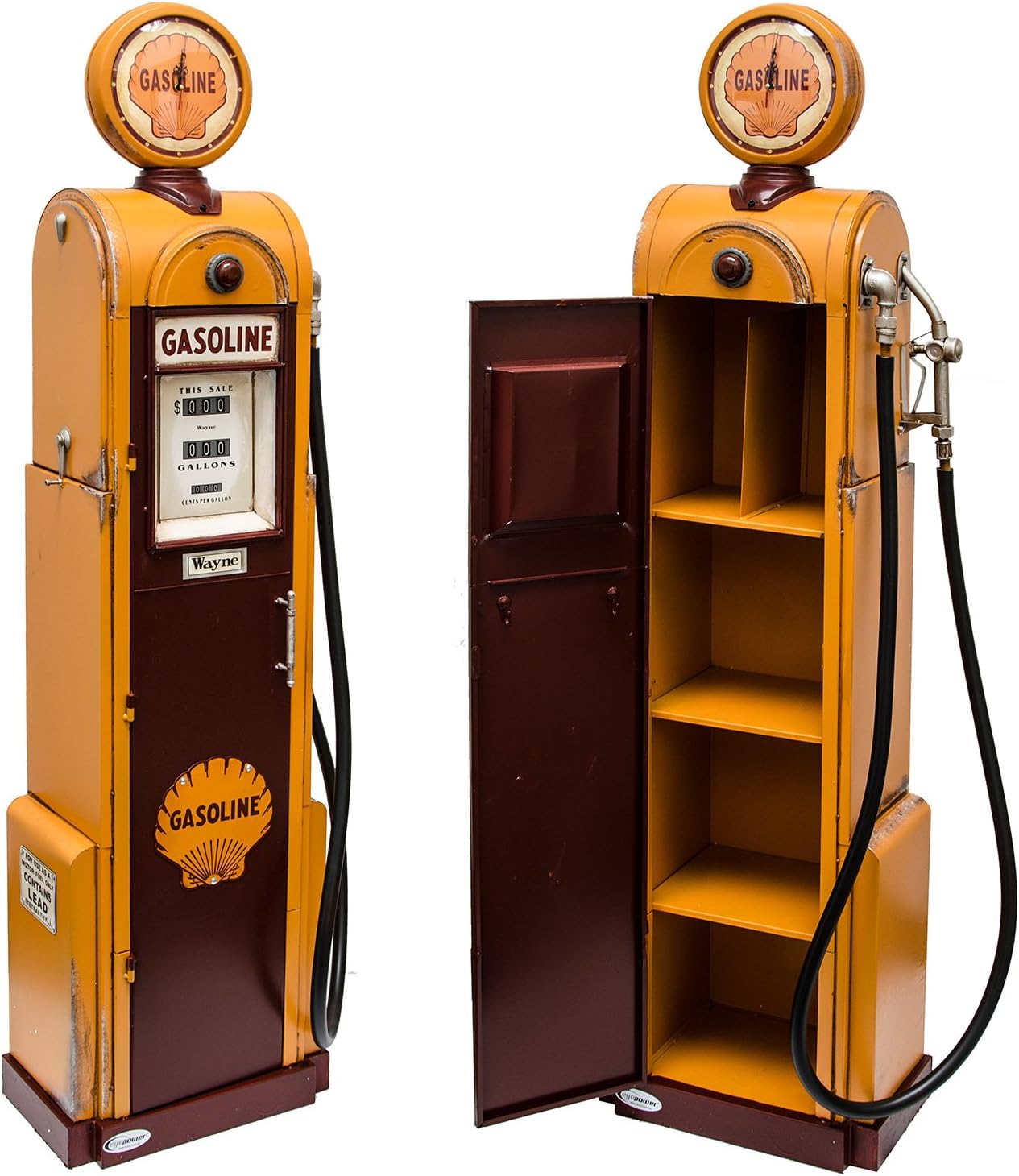 Eyepower Modele Retro Pompe A Essence Jaune Replique Fidele Avec Horloge Tuyau Et Etageres B P H Env 50 X 35 X 180 Cm Amazon Fr Cuisine Maison