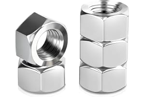 1/4-20 Hex Nuts, 50Pcs Hardware Nuts, 304 Stainless Steel 18-8 Bright Finish Hex Nuts 1/4 20 Inch, SAE Hex Drive Machine Screw Nuts by Mywish