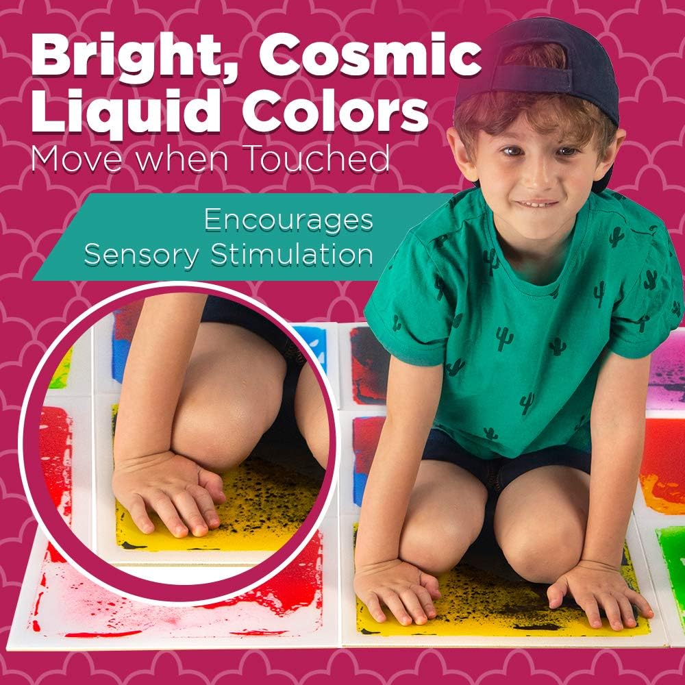 Little Chubby One Liquid Fusion Activity Sensory Tiles - Liquid Floor Tile - Pack of 9-12x12 Inch Anti Slip Multicolored Motion Floor Tile Bright Liquid Colors: Toys & Games