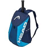 HEAD Tour Team Tennis Backpack 2 Racquet Carrying Bag w/Padded Shoulder Straps & Shoe Compartment - Navy Blue, One Size