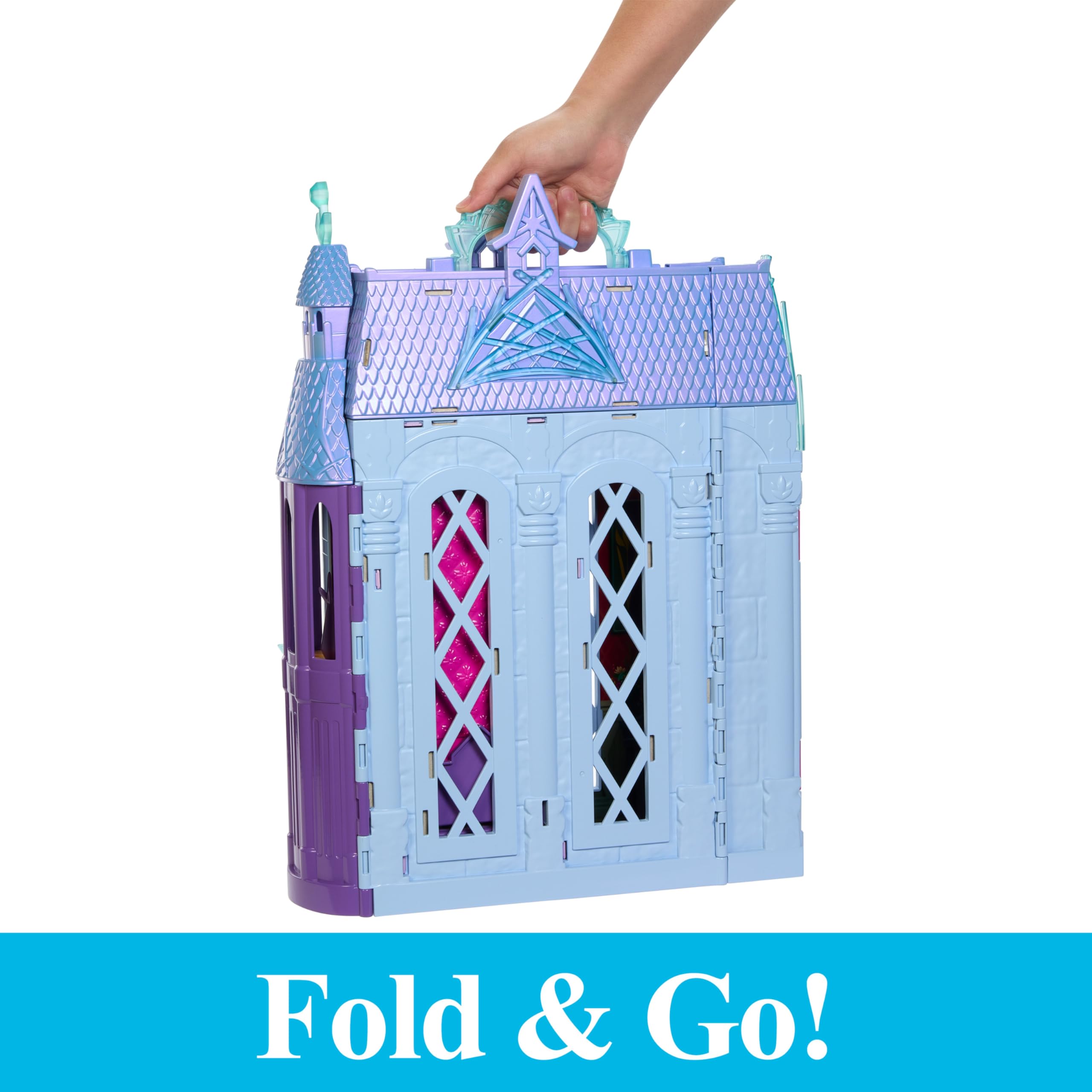 Mattel Disney Frozen Dolls & Doll House, Ultimate Arendelle Adventure Portable Castle (2+ ft) with 3 Fashion Dolls, Olaf Figure & 25+ Accessories