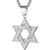 HZMAN Women Men Stainless Steel Israel Magen David Necklace Star of David Pendant