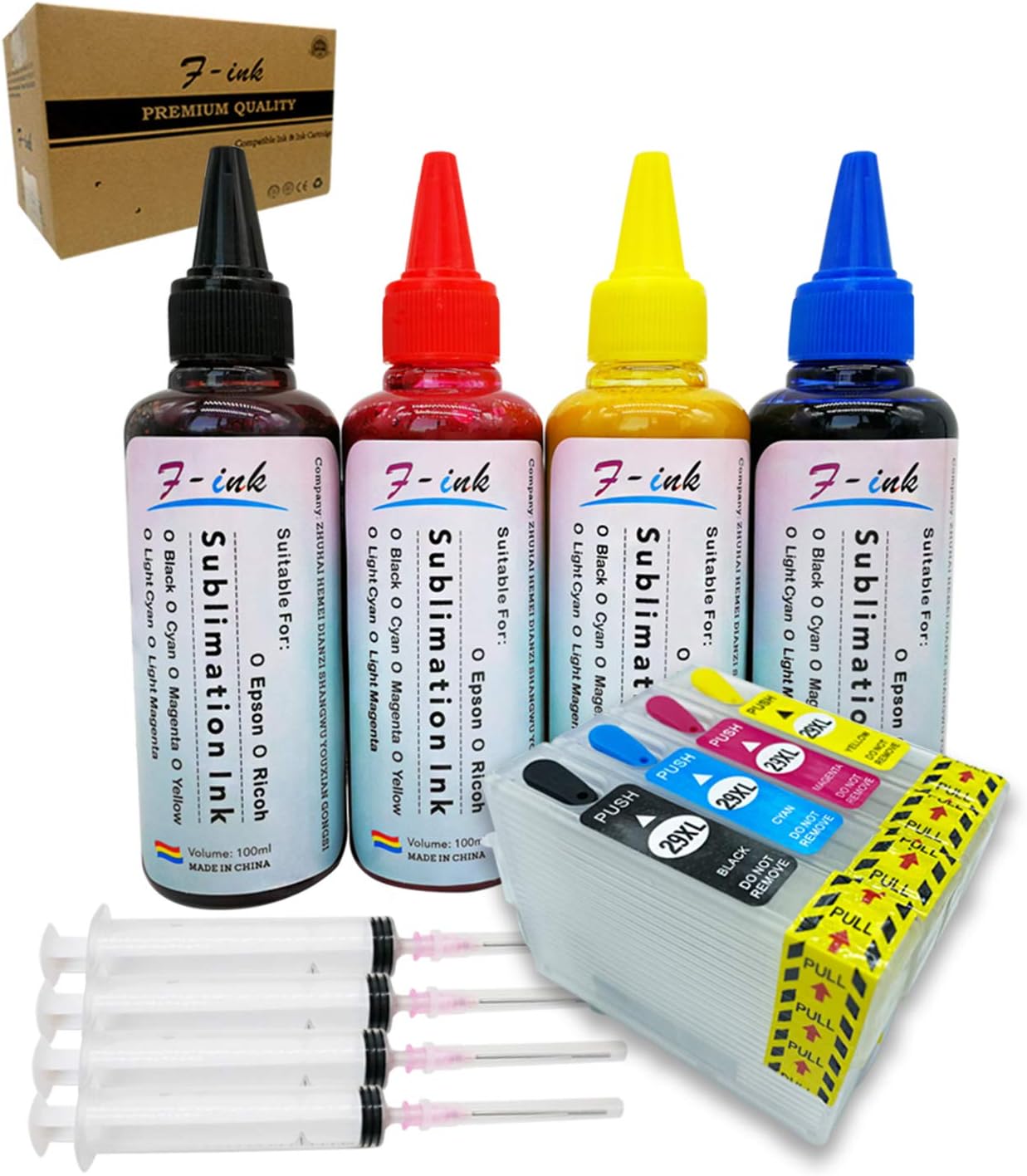 F-ink Sublimation Ink Kit 400 ml Compatible with Epson 29 or 29XL Ink Cartridges