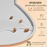 Septillar Cat Food Mat Silicone Non Slip Water Resistant 44x25cm Light Grey view 3