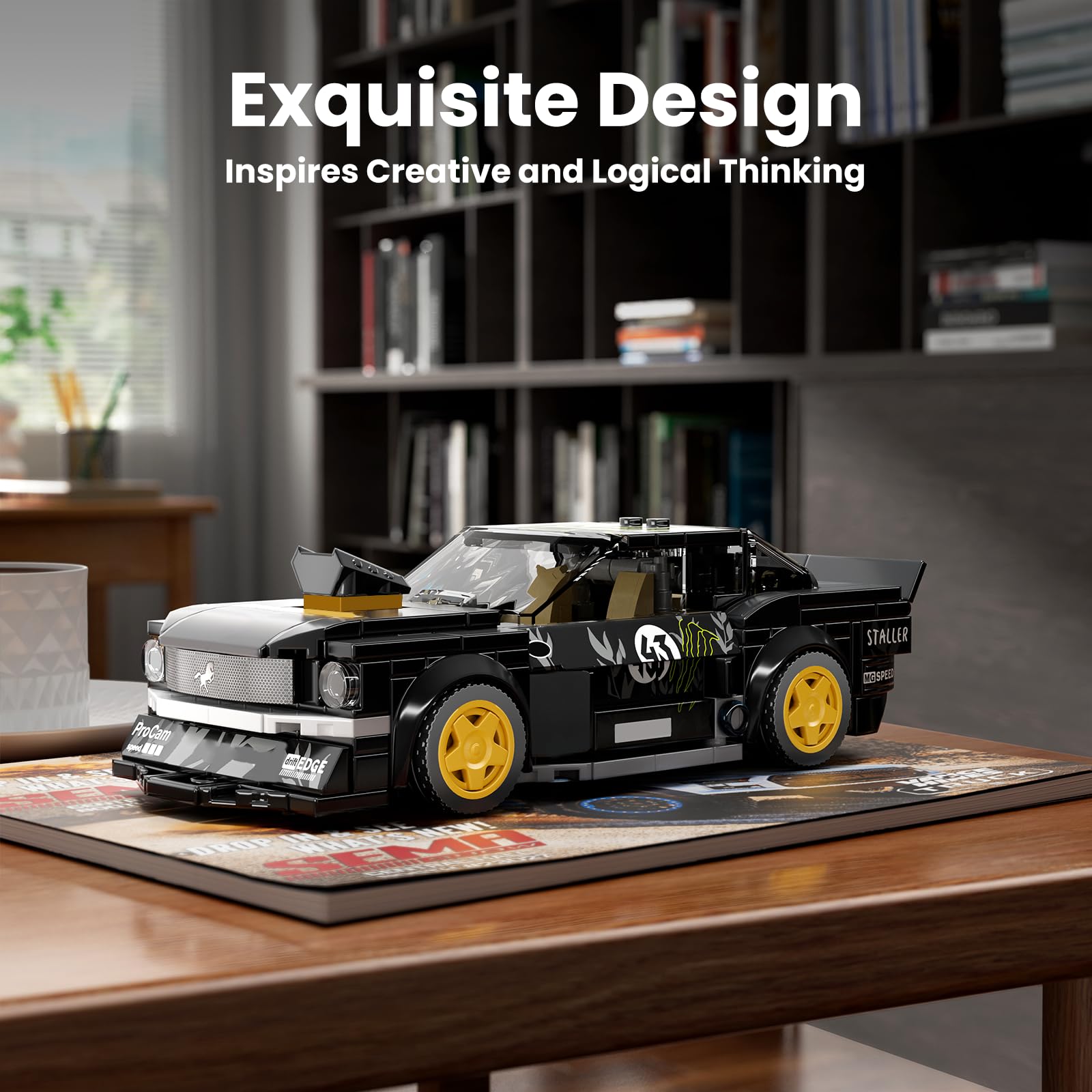 Mould King 27024 Speed Champion Rennwagen Bausteine Sportwagen Klemmbausteine Auto-Spielzeug mit Acryl-Vitrine Modellautos zum Sammeln Rennauto ab 8 Jahre Jungen(408 Teile) 4