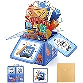 3D Super Dad Pop Up Card, Creative Gift Box with Envelope Message Card Perfect Greeting for Fathers Stepdads Grandfathers and Special Men in Your Life