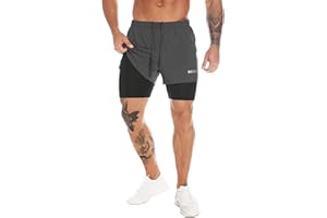 Men's 5" Inch 2 in 1 Workout Active Gym Quick Dry Running Shorts Lightweight Training Short for Men