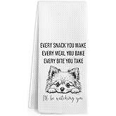 Gnmduw Pomeranian Dog Gifts Kitchen Towels, Pomeranian Dogs Gifts for Women Men, Funny Puppy Dog Lover Hand Dish Tea Towel for Kitchen Decor, Funny Every Snack You Make Hand Towels, 16x24 Inch