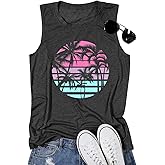 Hawaiian Beach Tank top for Women Summer Palm Tree Graphic Vacation Tops
