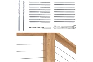Muzata 20 Pack 1/8" Cable Railing Hardware Kit Swage Lag Screws Left and Right Handed Thread for Wood Post T316 Stainless Steel Deck Cable Railing System 10 Pairs CK17