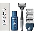 Harry's Shaving Kit for Men - Razor Handle, 5 Razor Blade Refills, Foaming Shave Gel, and Travel Blade Cover - Charcoal