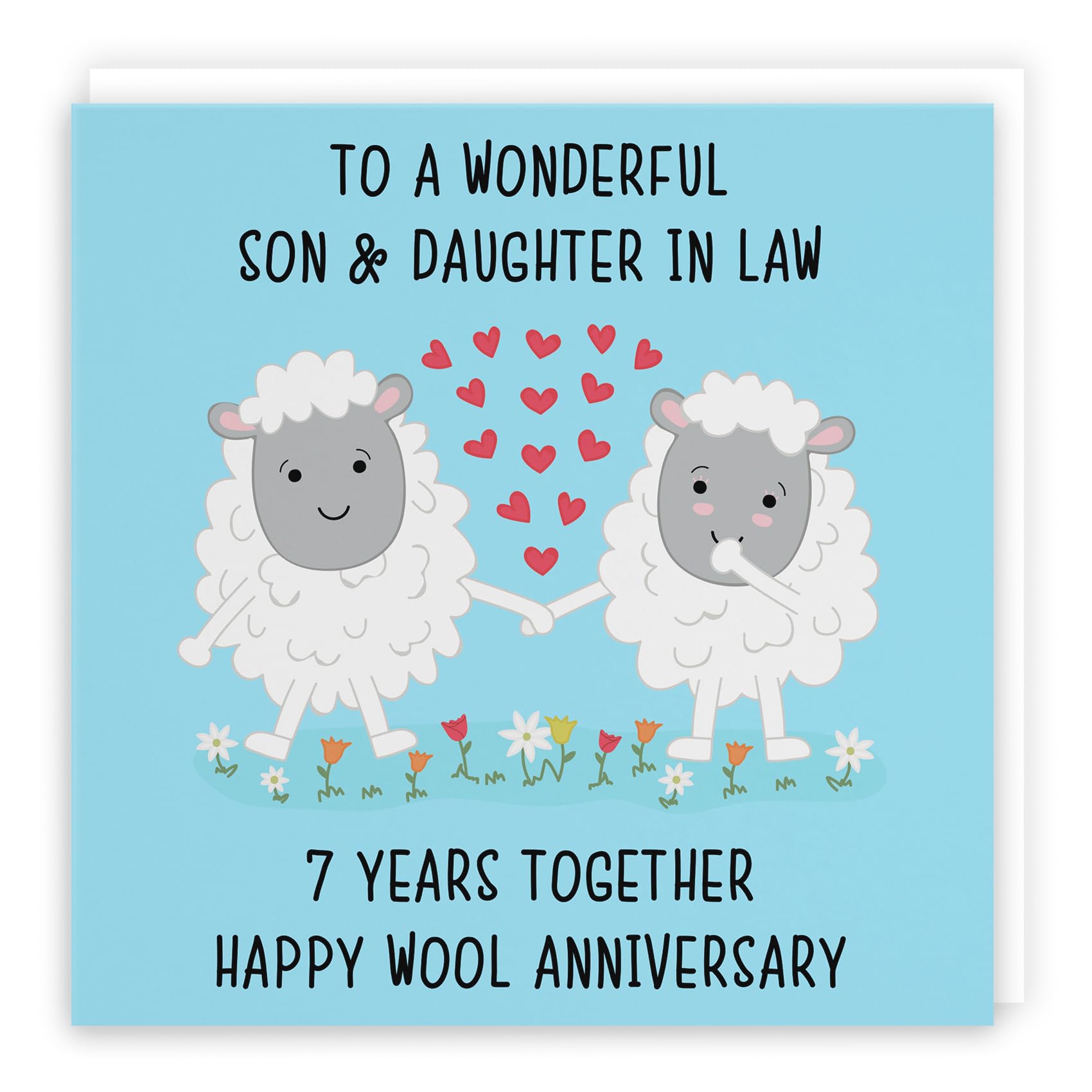 Hunts England - Son And Daughter In Law 7th Anniversary Card - To A Wonderful Son & Daughter In Law - 7 Years Together - Happy Wool Anniversary - Iconic Collection — image 1