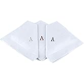 Initial Handkerchief for Men, Monogrammed Boxed 3 Piece Set,100% Cotton