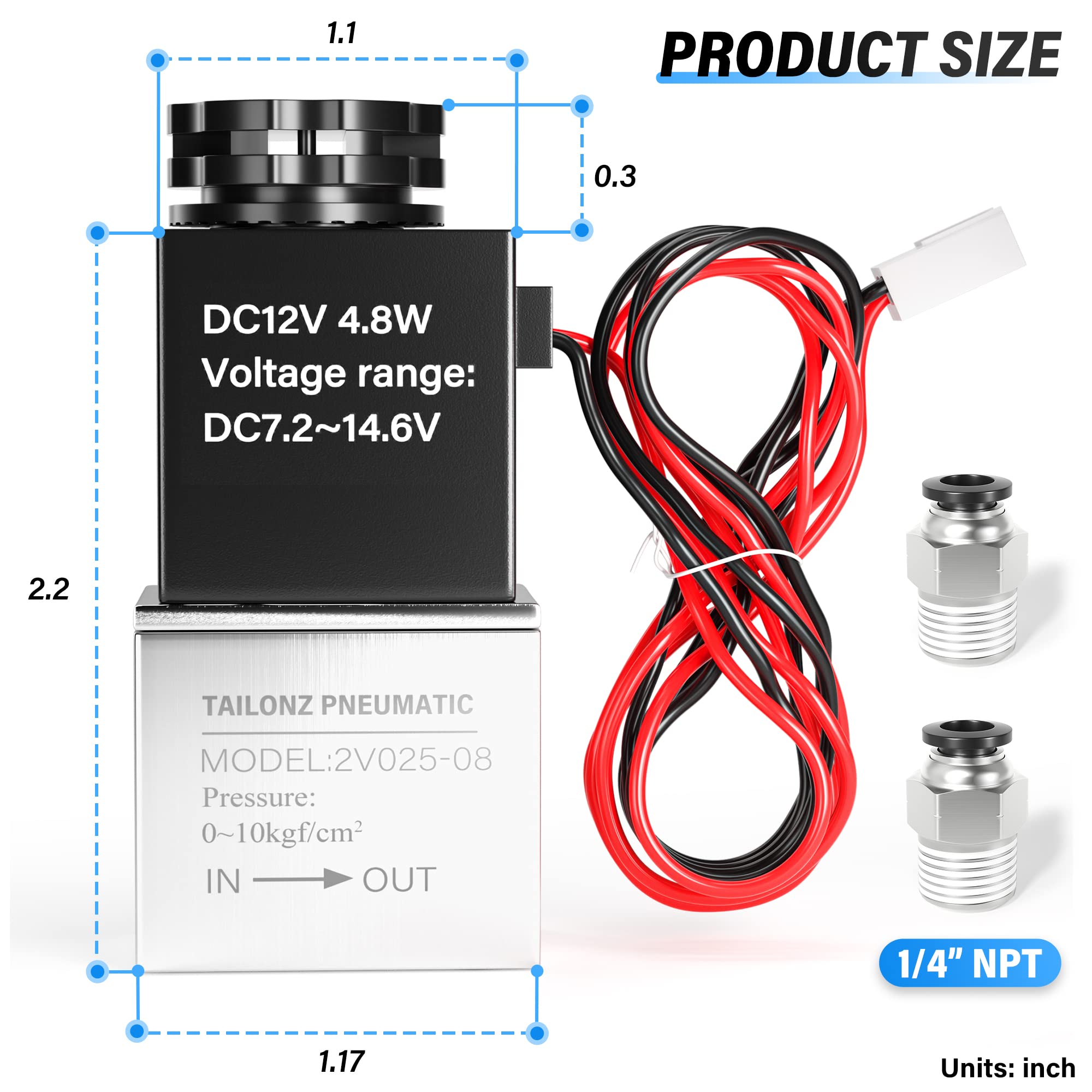 2/2 Wege NC Pneumatisches Magnetventil – 1/4" NPT, 12V, Für Luft/Gas/Flüssigkeit
