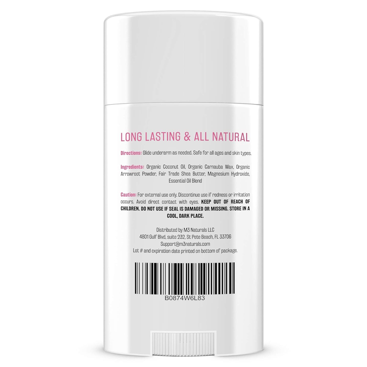 M3 Naturals All Natural Deodorant for Women with Magnesium, Apricot and Chamomile - Long-Lasting, Non-Toxic, Free of Aluminum, Baking Soda, Parabens, Sulfates and Gluten – Vegan, Organic 2.5 oz : Beauty