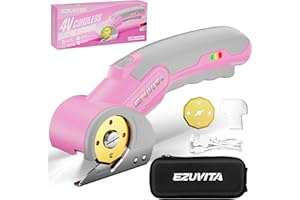 EZUVITA 4V Cordless Electric Scissors with LED Light, Rechargeable Cardboard Box Cutter, Wrench & Titanium-Coated Replacement