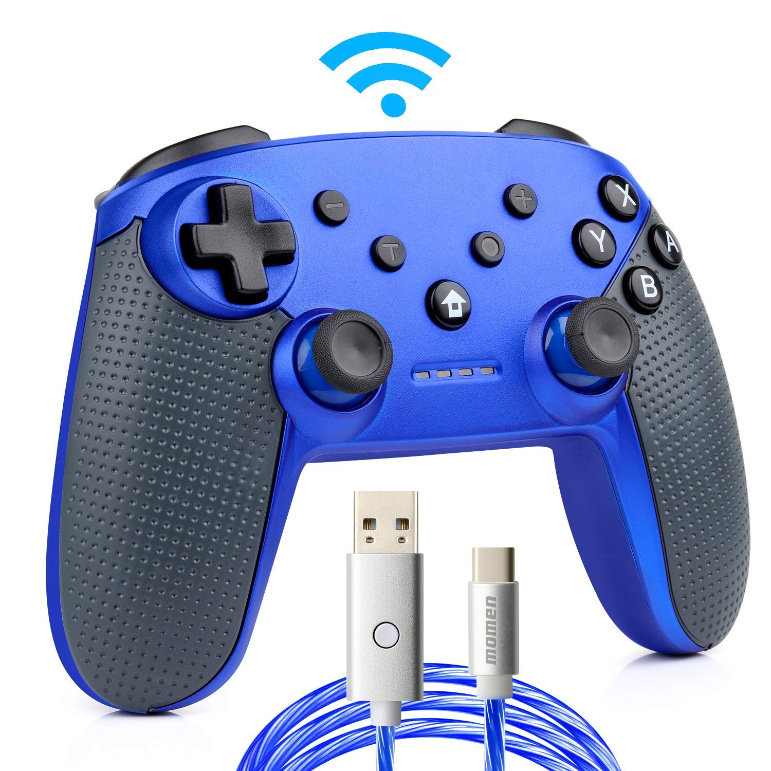 Switch Pro Controller,Wireless Switch Controller for Nintendo Console,with LED Type C Charging Cable(Blue)